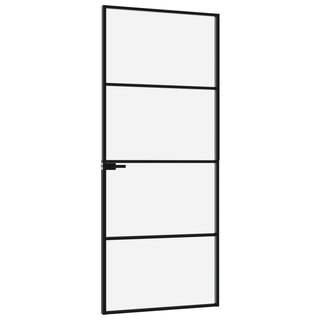 Ușă de interior negru 83x201,5 cm sticlă securiz./aluminiu slim Lando - Lando