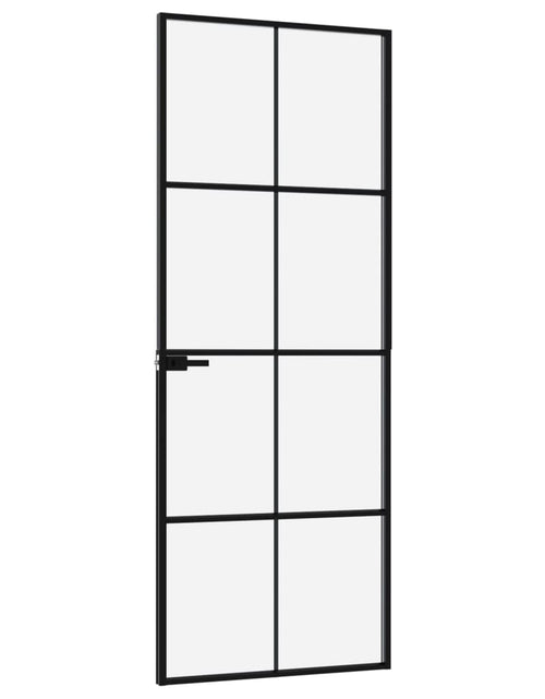 Încărcați imaginea în vizualizatorul Galerie, Ușă de interior negru 76x201,5 cm sticlă securiz./aluminiu slim
