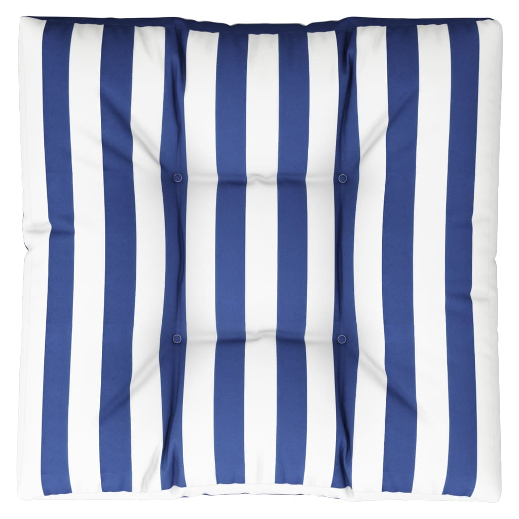 Pernă de paleți, albastru/alb, 70x70x12 cm, textil, dungi Lando - Lando