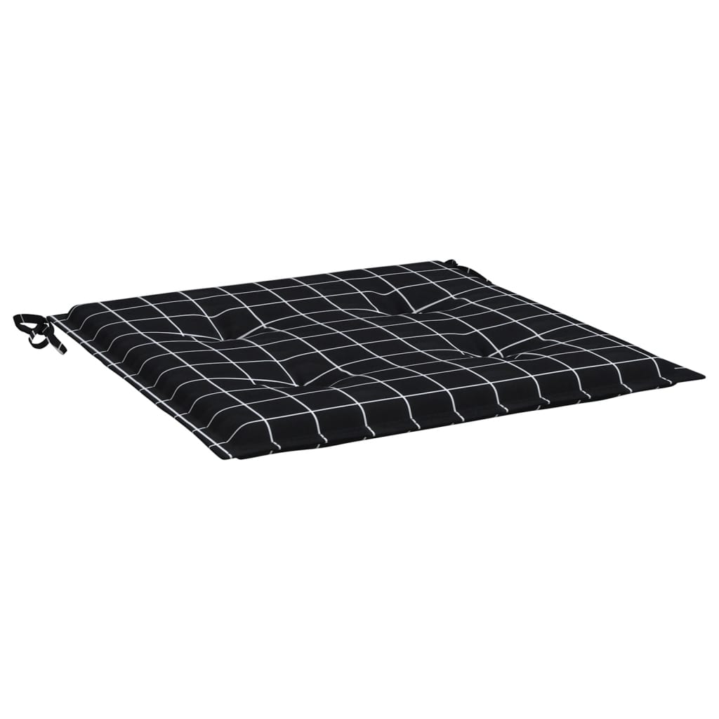 Perne scaun grădină 4 buc negru model carouri 40x40x3 cm textil Lando - Lando