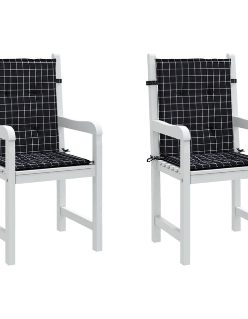 Încărcați imaginea în vizualizatorul Galerie, Perne de scaun spătar jos, 2 buc. negru, model carouri, textil Lando - Lando
