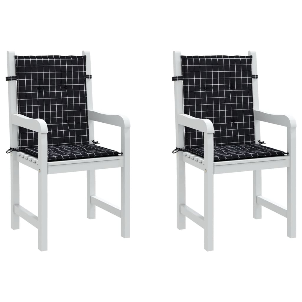 Perne de scaun spătar jos, 2 buc. negru, model carouri, textil Lando - Lando