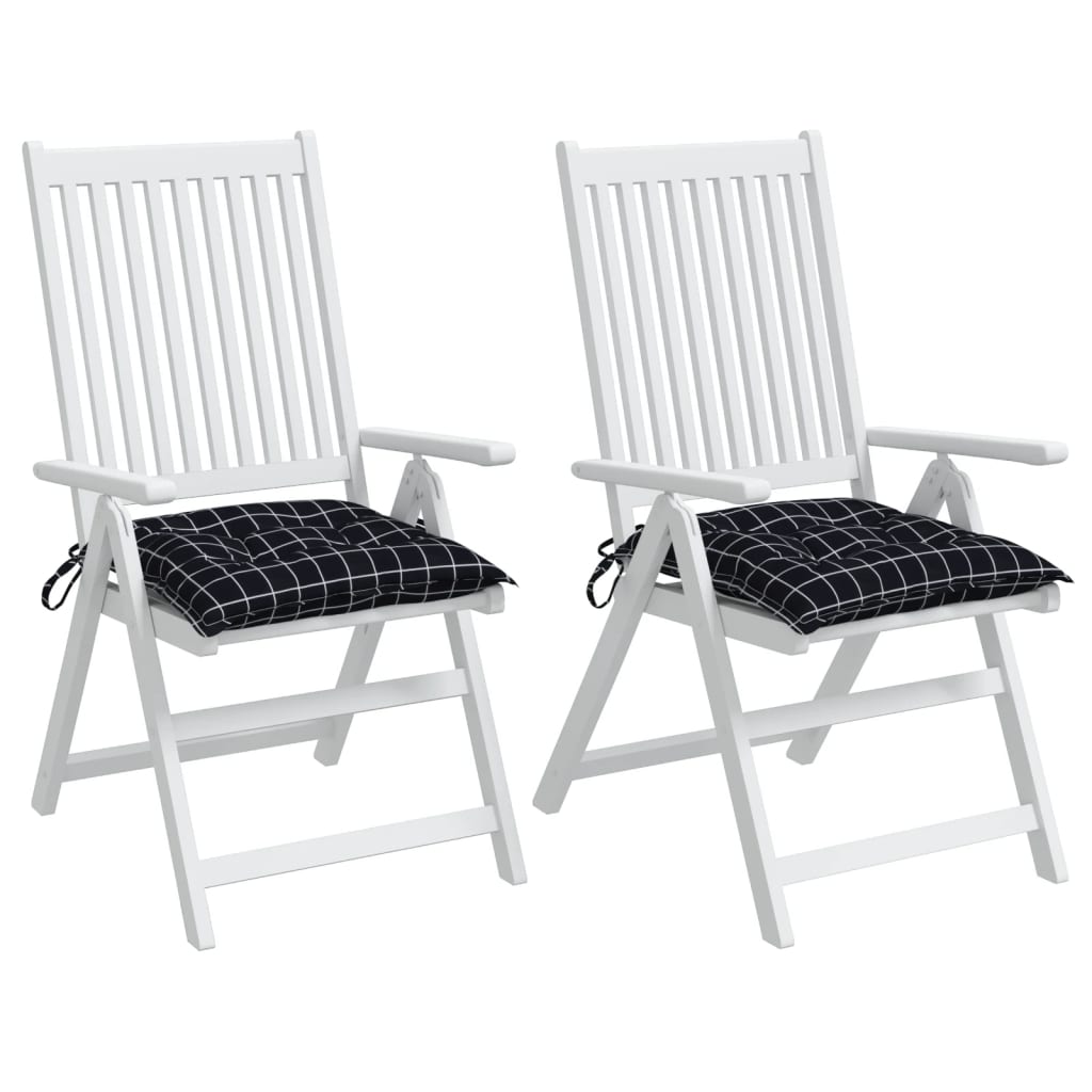 Perne scaun, 2 buc., negru, 40x40x7 cm, textil, model pătrățele - Lando