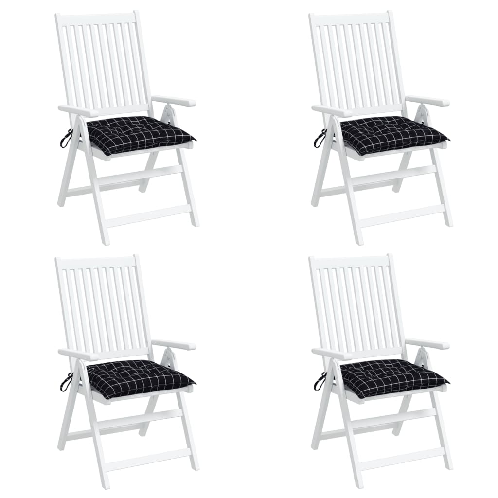 Perne scaun, 4 buc., negru, 40x40x7 cm, textil, model pătrățele - Lando