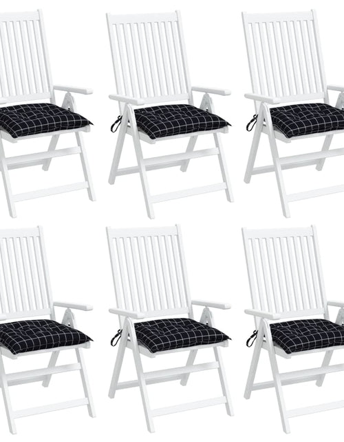 Încărcați imaginea în vizualizatorul Galerie, Perne scaun, 6 buc., negru, 40x40x7 cm, textil, model pătrățele Lando
