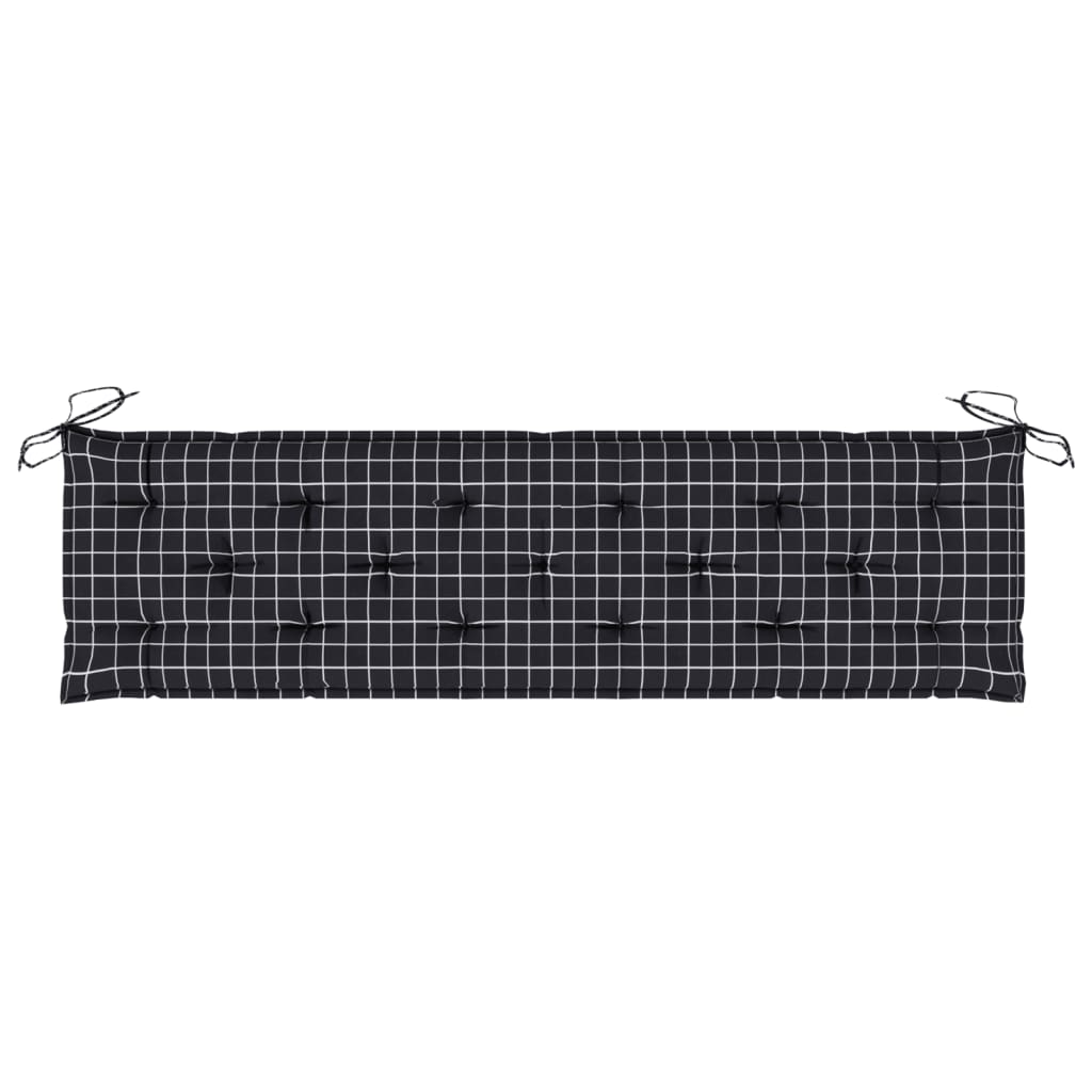 Pernă de bancă, negru, 180x50x7 cm, model carouri, textil Lando - Lando