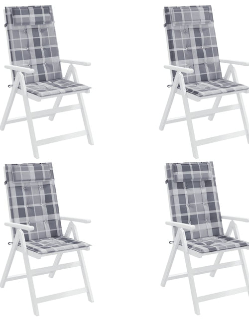 Încărcați imaginea în vizualizatorul Galerie, Perne scaun spătar înalt 4 buc, gri, carouri, țesătură Oxford Lando - Lando
