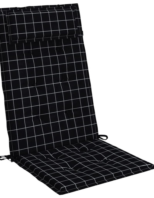 Загрузите изображение в средство просмотра галереи, Perne scaun spătar înalt 4 buc, negru, carouri, țesătură Oxford Lando - Lando
