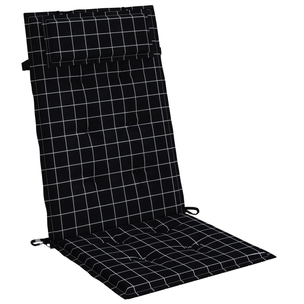 Perne scaun spătar înalt 6 buc., negru carouri, textil oxford Lando - Lando