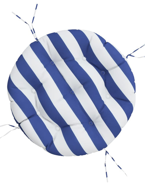 Загрузите изображение в средство просмотра галереи, Pernă rotundă dungi albastre/albe, Ø60 x11 cm, textil Oxford Lando - Lando

