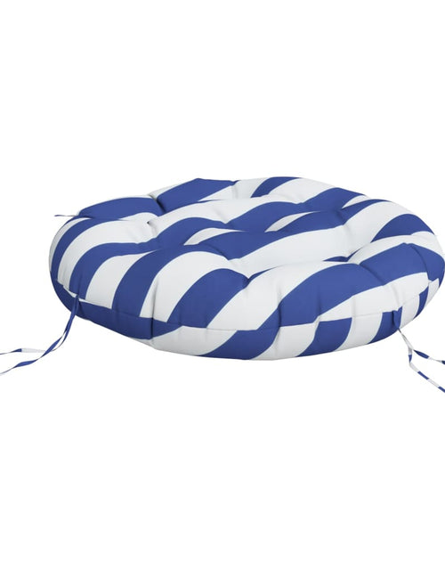 Încărcați imaginea în vizualizatorul Galerie, Pernă rotundă dungi albastre/albe, Ø60 x11 cm, textil Oxford Lando - Lando
