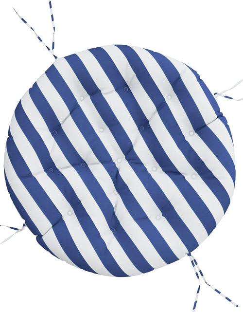 Încărcați imaginea în vizualizatorul Galerie, Pernă rotundă dungi albastre/albe, Ø100 x11 cm, textil Oxford Lando - Lando
