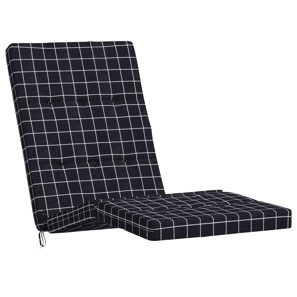 Perne scaun de terasă, 2 buc, negru, carouri, textil Oxford Lando - Lando