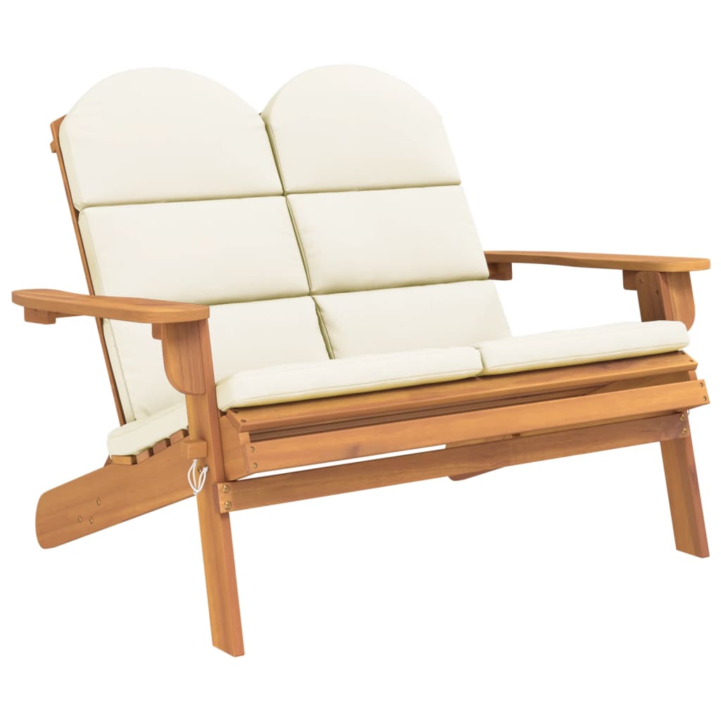 Bancă de grădină Adirondack cu perne 126 cm, lemn masiv acacia - Lando