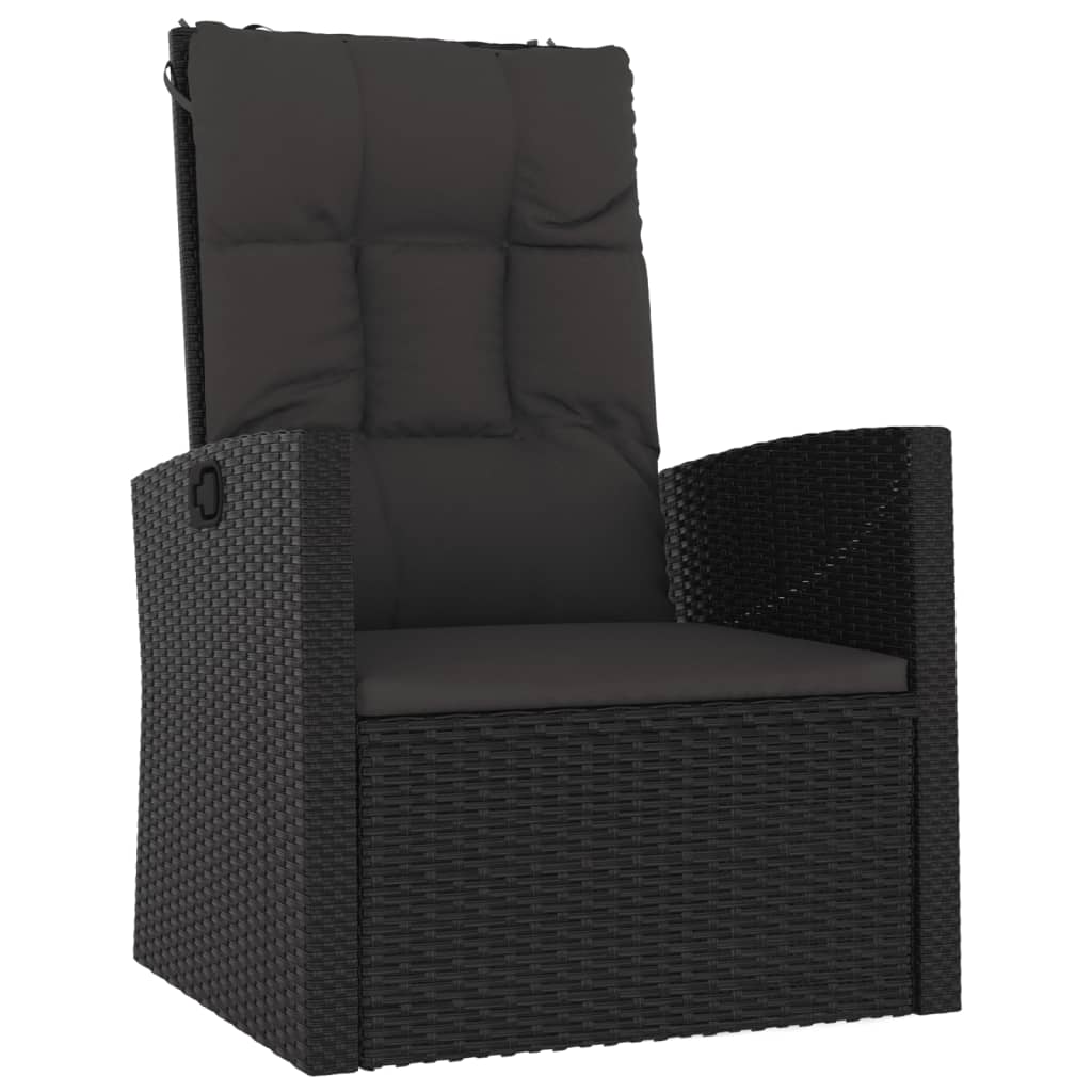 Set mobilier de grădină cu perne, 3 piese, negru, poliratan Lando - Lando