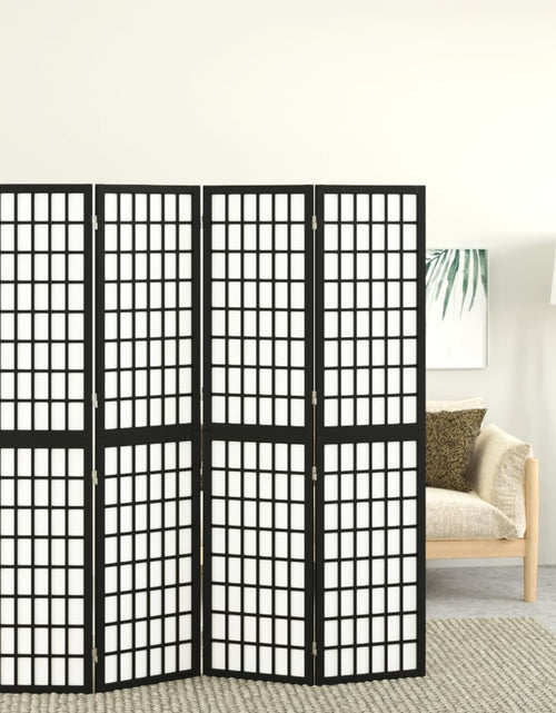 Încărcați imaginea în vizualizatorul Galerie, Paravan pliabil cu 4 panouri, stil japonez, negru, 160x170 cm - Lando
