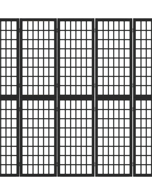 Загрузите изображение в средство просмотра галереи, Paravan pliabil cu 5 panouri, stil japonez, negru, 200x170 cm - Lando
