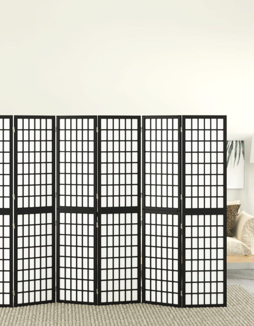 Încărcați imaginea în vizualizatorul Galerie, Paravan pliabil cu 6 panouri, stil japonez, negru, 240x170 cm - Lando
