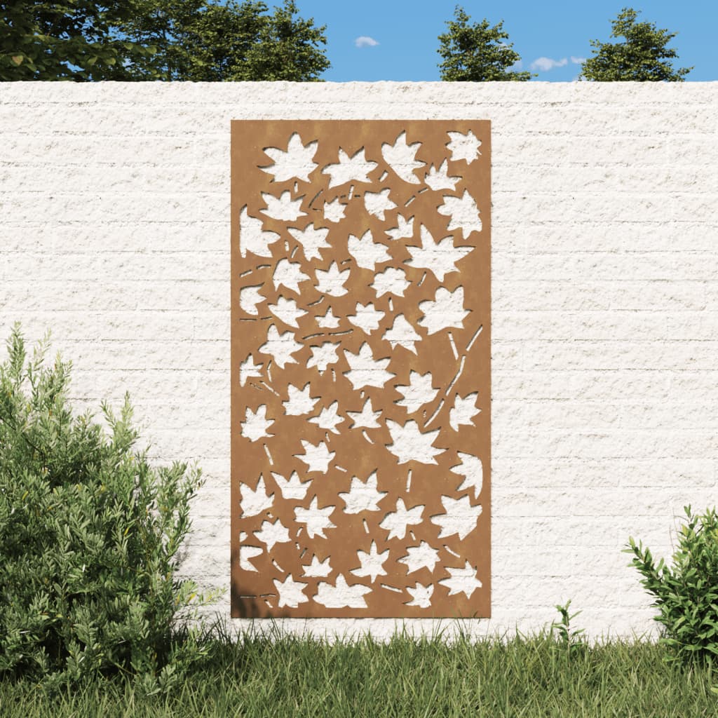Decor de perete 105x55 cm design frunze arțar oțel Corten - Lando
