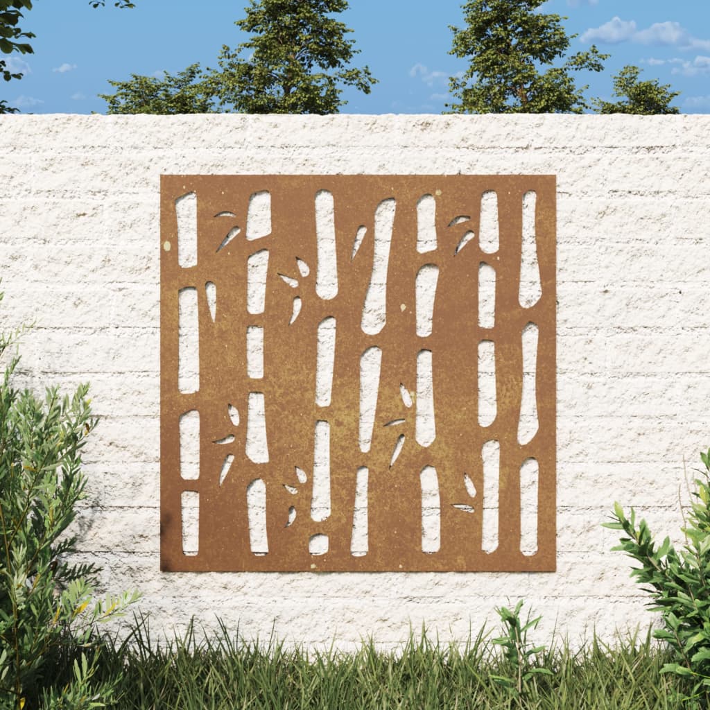 Decor perete de grădină 55x55 cm design bambus oțel Corten - Lando