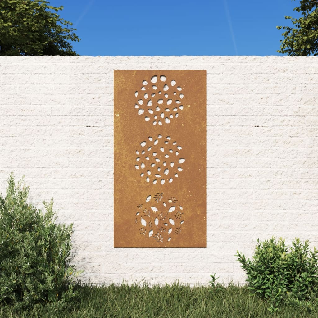 Decorație perete de grădină 105x55 cm design frunze oțel Corten - Lando
