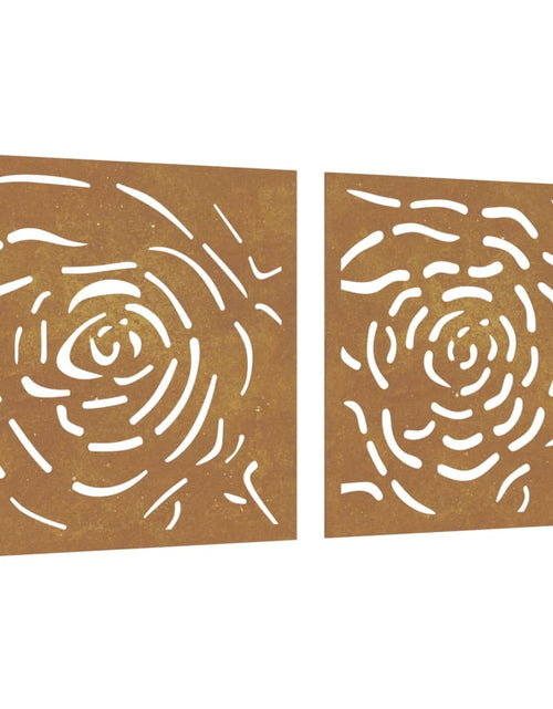 Încărcați imaginea în vizualizatorul Galerie, Decor de perete 2 buc. 55x55 cm model trandafiri oțel Corten - Lando

