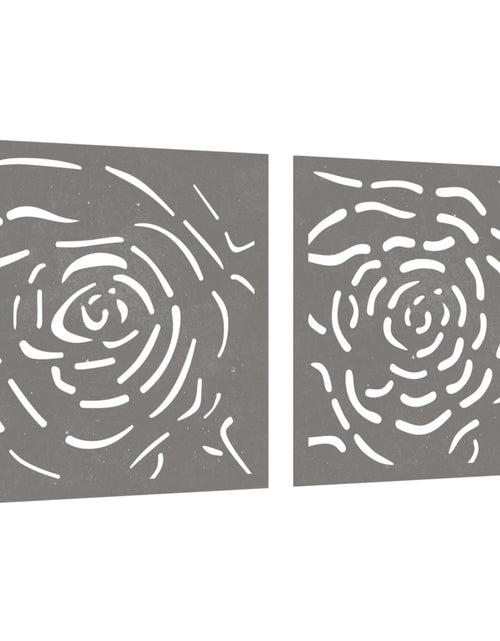 Încărcați imaginea în vizualizatorul Galerie, Decor de perete 2 buc. 55x55 cm model trandafiri oțel Corten - Lando
