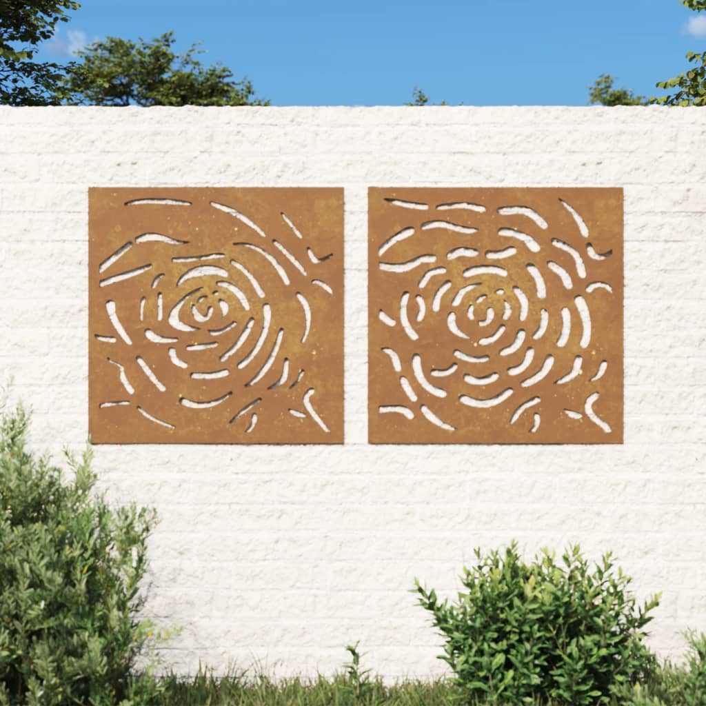 Decor de perete 2 buc. 55x55 cm model trandafiri oțel Corten - Lando