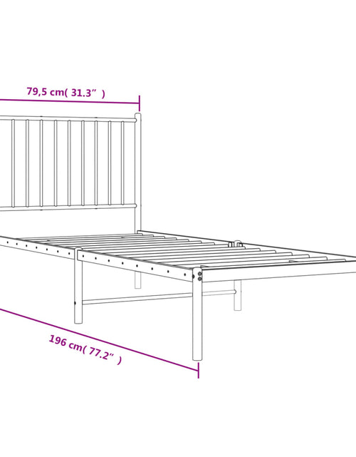 Загрузите изображение в средство просмотра галереи, Cadru de pat metalic cu tăblie, negru, 75x190 cm - Lando
