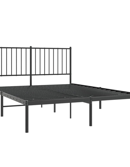 Încărcați imaginea în vizualizatorul Galerie, Cadru de pat metalic cu tăblie, negru, 135x190 cm - Lando

