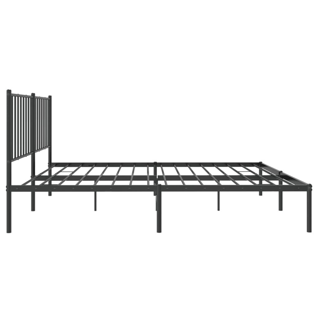 Cadru de pat metalic cu tăblie, negru, 140x190 cm - Lando