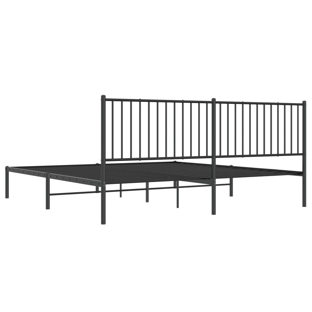 Cadru de pat metalic cu tăblie, negru, 200x200 cm - Lando