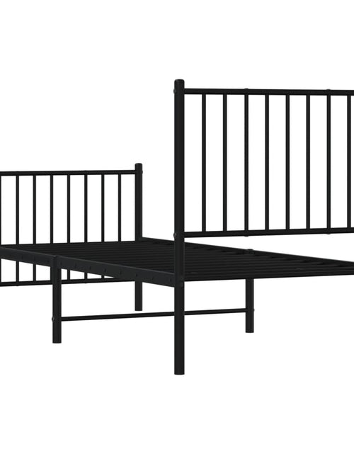 Încărcați imaginea în vizualizatorul Galerie, Cadru pat metalic cu tăblii de cap/picioare, negru, 80x200 cm - Lando
