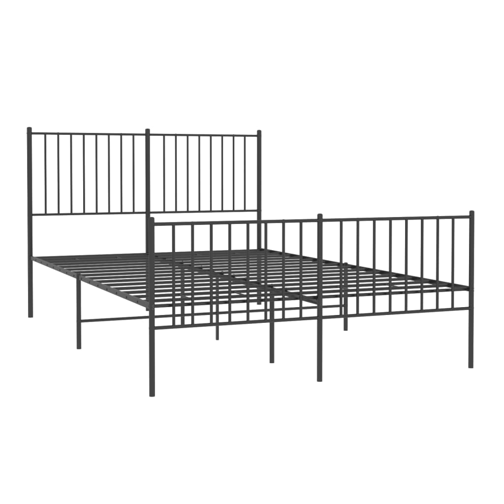 Cadru pat metalic cu tăblie de cap/picioare, negru, 135x190 cm - Lando