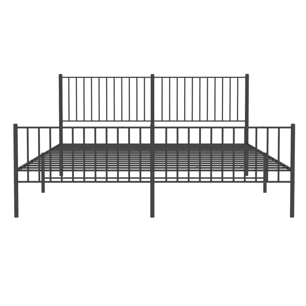 Cadru pat metalic cu tăblie de cap/picioare, negru, 180x200 cm - Lando