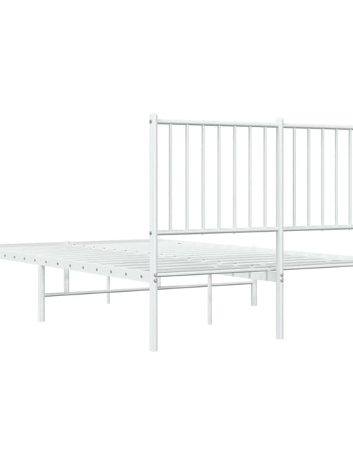 Încărcați imaginea în vizualizatorul Galerie, Cadru de pat metalic cu tăblie, alb, 120x190 cm - Lando
