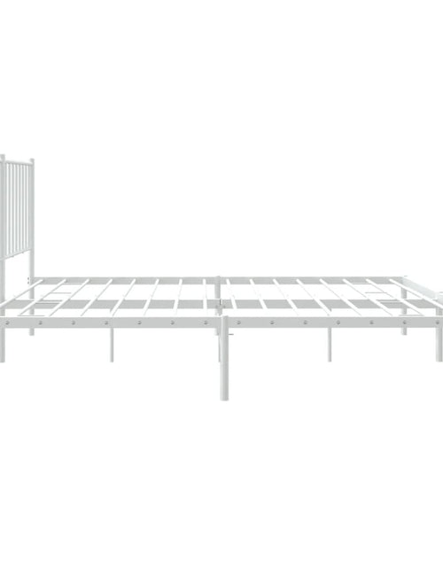 Încărcați imaginea în vizualizatorul Galerie, Cadru de pat metalic cu tăblie, alb, 135x190 cm - Lando
