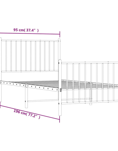 Загрузите изображение в средство просмотра галереи, Cadru de pat metalic cu tăblie de cap/picioare, alb, 90x190 cm - Lando

