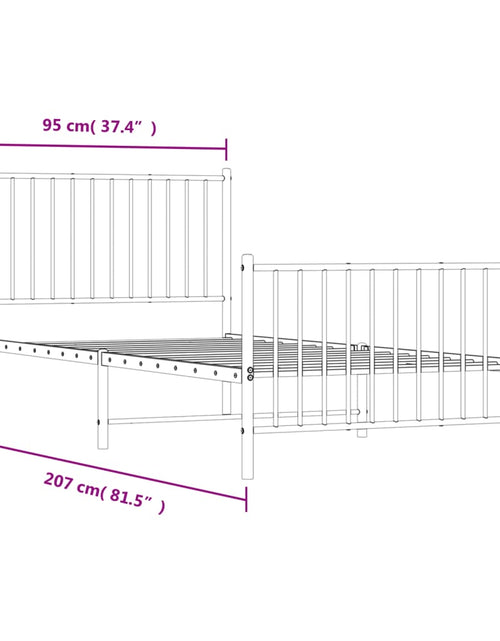 Încărcați imaginea în vizualizatorul Galerie, Cadru de pat metalic cu tăblie de cap/picioare, alb, 90x200 cm - Lando
