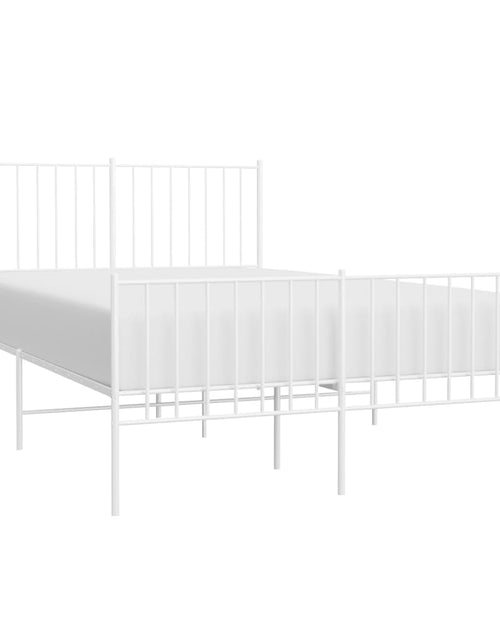 Încărcați imaginea în vizualizatorul Galerie, Cadru de pat metalic cu tăblie, alb, 120x190 cm - Lando
