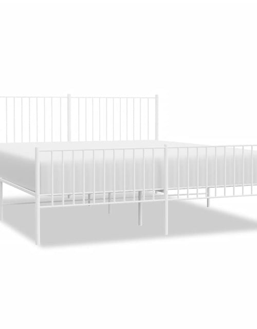 Încărcați imaginea în vizualizatorul Galerie, Cadru de pat metalic cu tăblie de cap/picioare, alb, 183x213 cm - Lando
