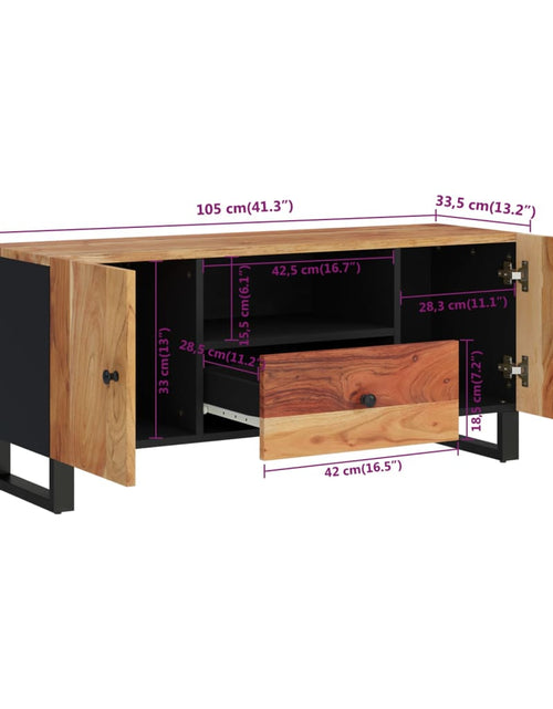 Încărcați imaginea în vizualizatorul Galerie, Dulap TV, 105x33,5x46 cm, lemn masiv de acacia&amp;lemn prelucrat Lando - Lando
