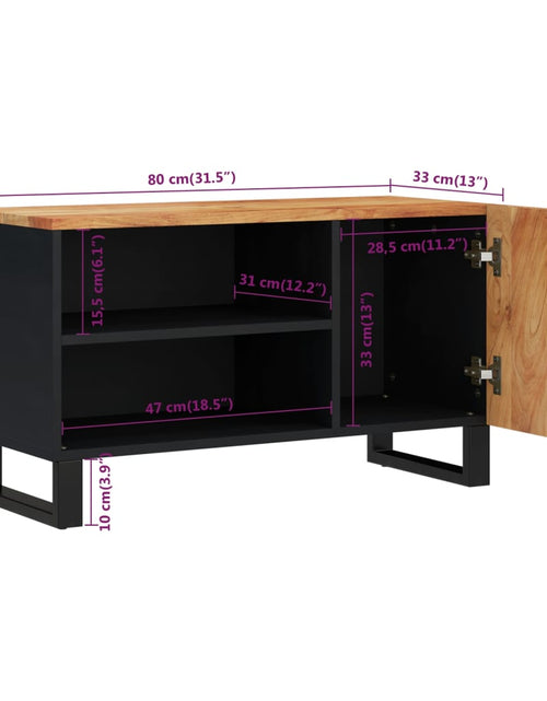 Загрузите изображение в средство просмотра галереи, Dulap TV, 80x33x46 cm, lemn masiv de acacia&amp;lemn prelucrat Lando - Lando
