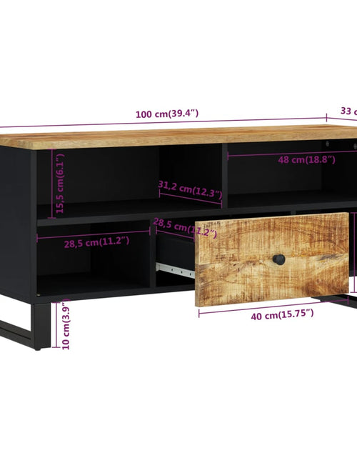 Încărcați imaginea în vizualizatorul Galerie, Dulap TV, 100x33x46 cm, lemn masiv de mango și lemn prelucrat Lando - Lando
