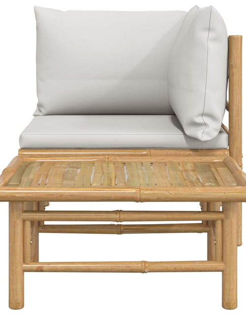 Încărcați imaginea în vizualizatorul Galerie, Set mobilier de grădină cu perne gri deschis, 2 piese, bambus - Lando

