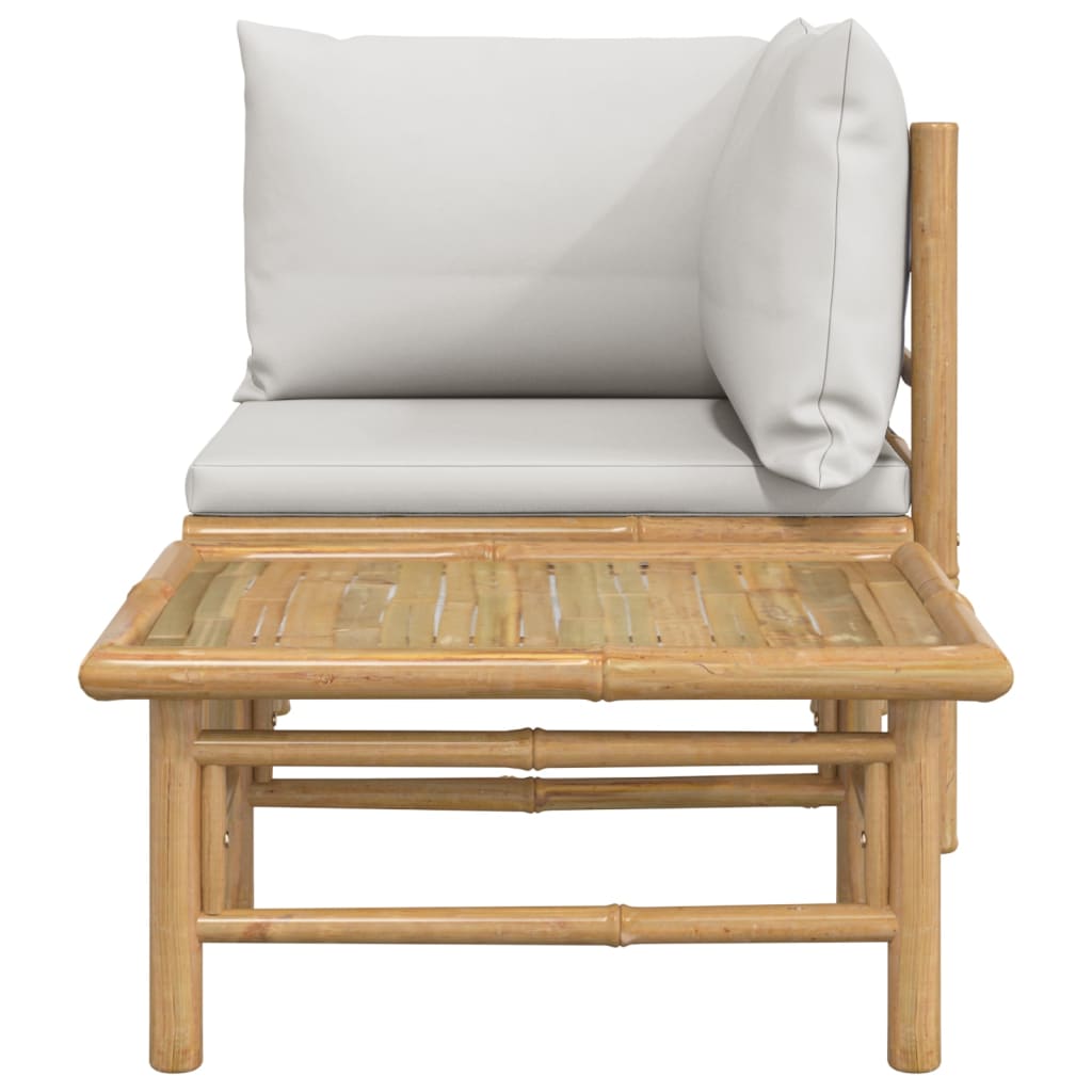 Set mobilier de grădină cu perne gri deschis, 2 piese, bambus - Lando