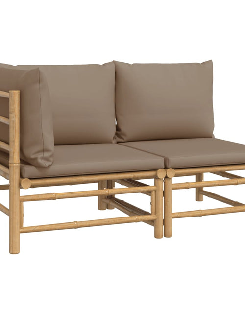 Încărcați imaginea în vizualizatorul Galerie, Set mobilier de grădină cu perne gri taupe, 2 piese, bambus - Lando
