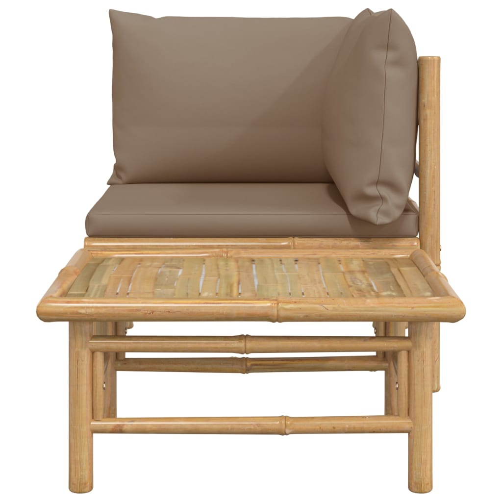 Set mobilier de grădină cu perne gri taupe, 2 piese, bambus - Lando