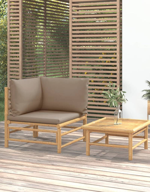 Încărcați imaginea în vizualizatorul Galerie, Set mobilier de grădină cu perne gri taupe, 2 piese, bambus - Lando

