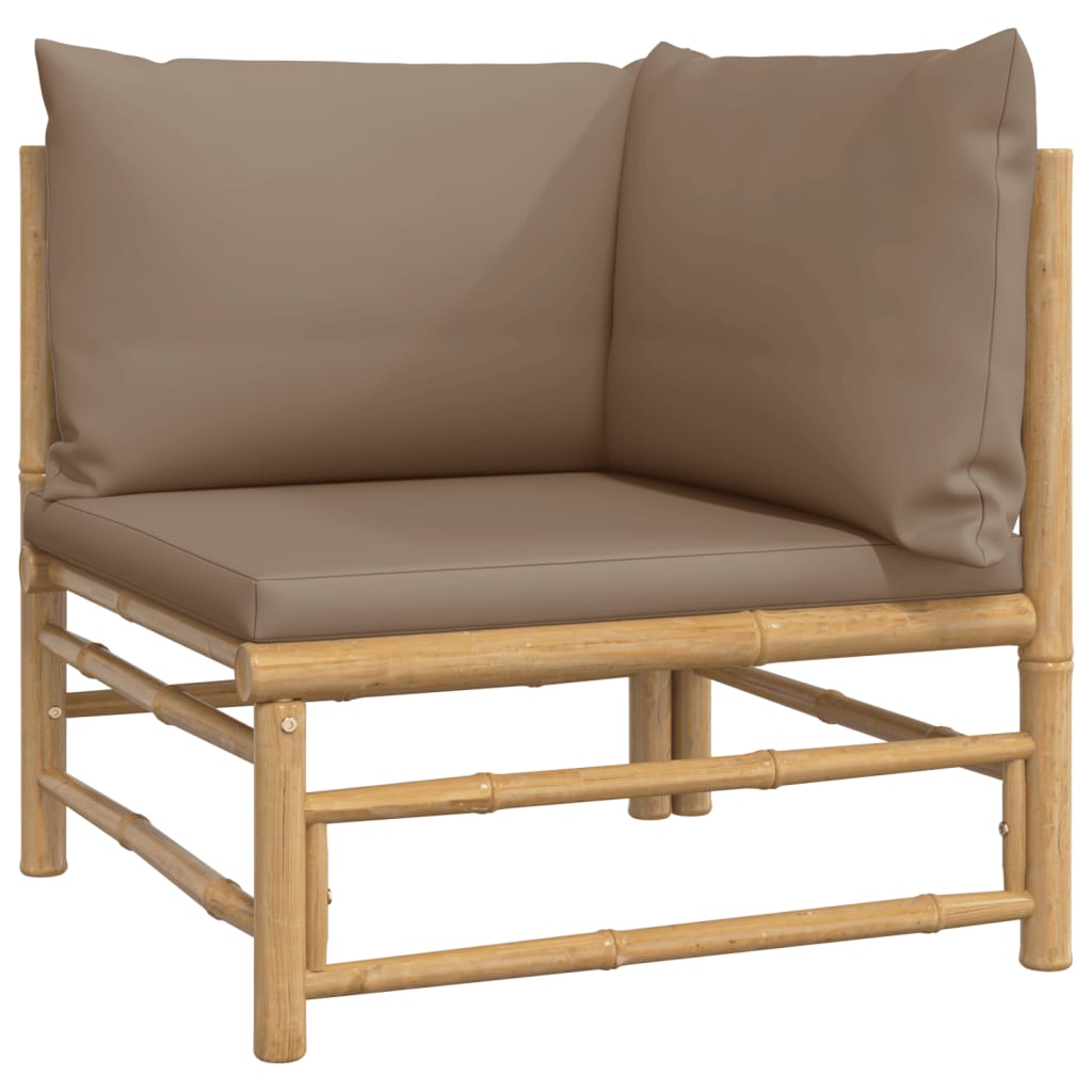 Canapea de colț pentru grădină, perne gri taupe, bambus6 - Lando